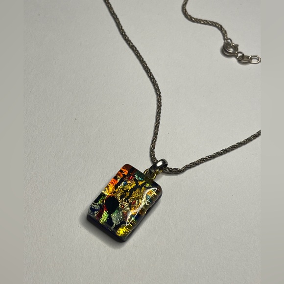 Murano Glass Pendant Necklace 925 Italy Sterling silver chain signed vintage - Picture 15 of 15